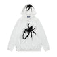 Loose Spider Print Embroidered Hoodie