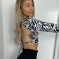Zebra Print Backless Cropped Tshirt