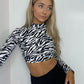 Zebra Print Backless Cropped Tshirt