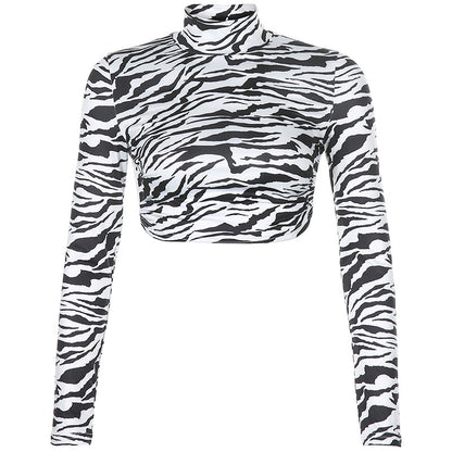 Zebra Print Backless Cropped Tshirt
