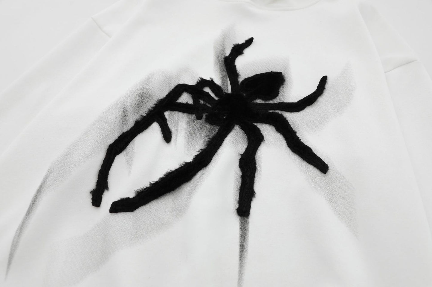 Loose Spider Print Embroidered Hoodie