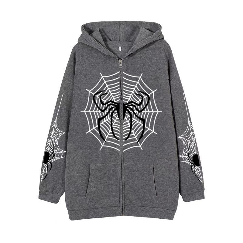 Spider Web Zipper Foreign Hoodie
