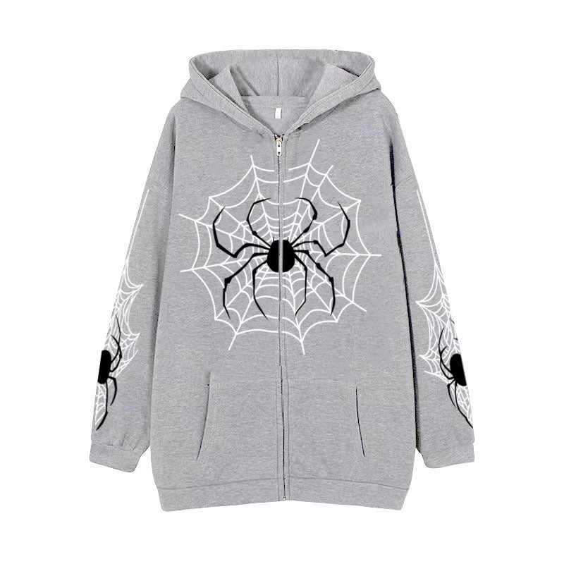 Spider Web Zipper Foreign Hoodie