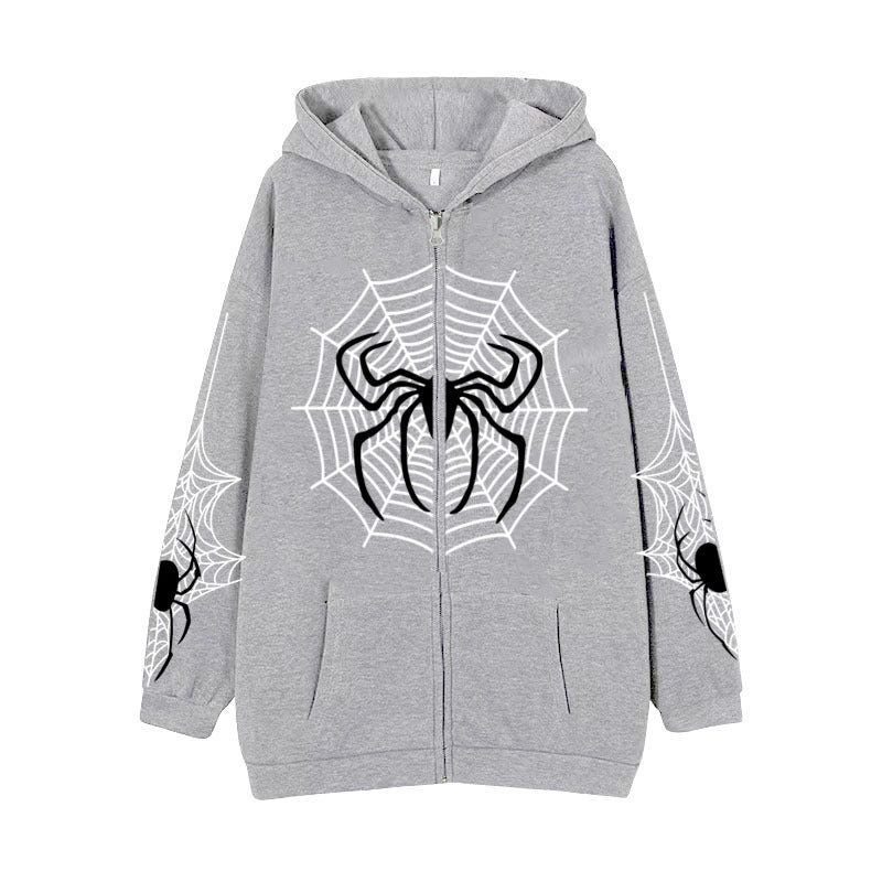 Spider Web Zipper Foreign Hoodie