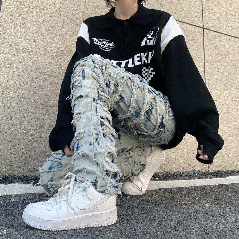 Street Ripped Jeans Men's High Street
