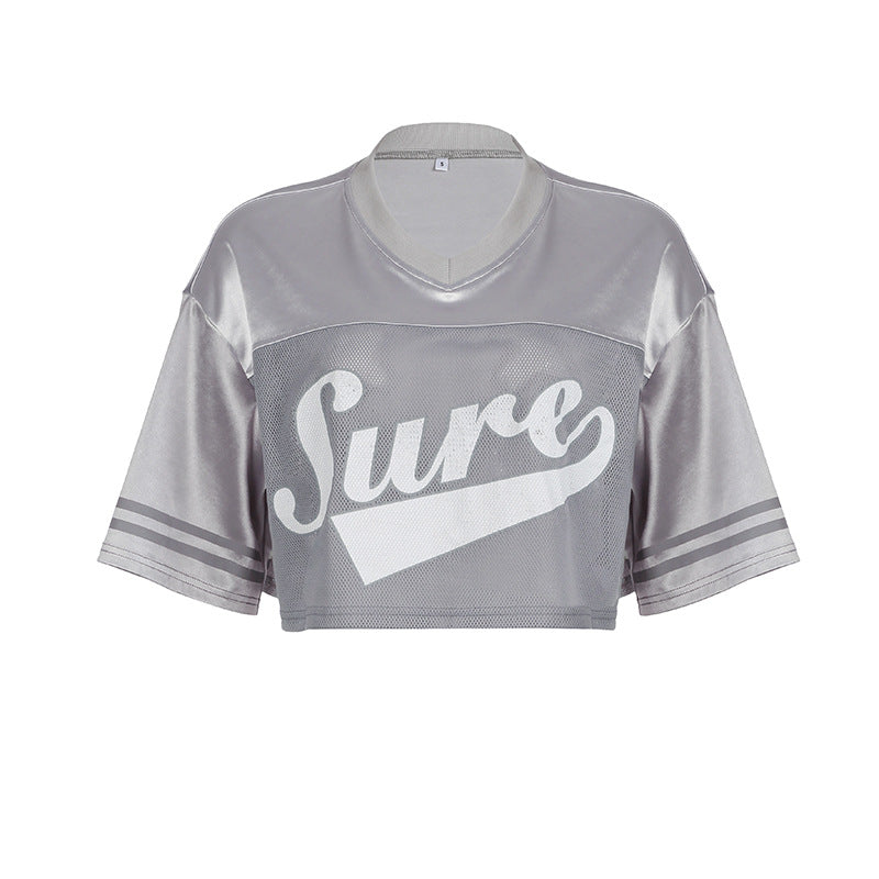 Mesh Cloth Round Neck PulloverTop