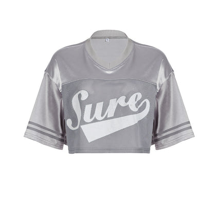 Mesh Cloth Round Neck PulloverTop