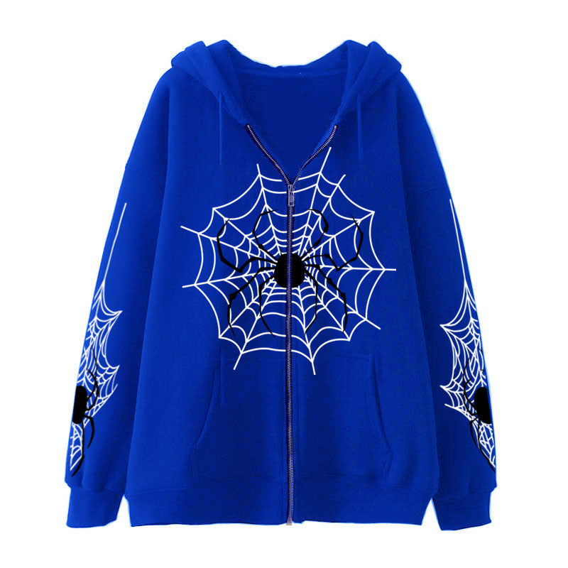 Spider Web Zipper Foreign Hoodie